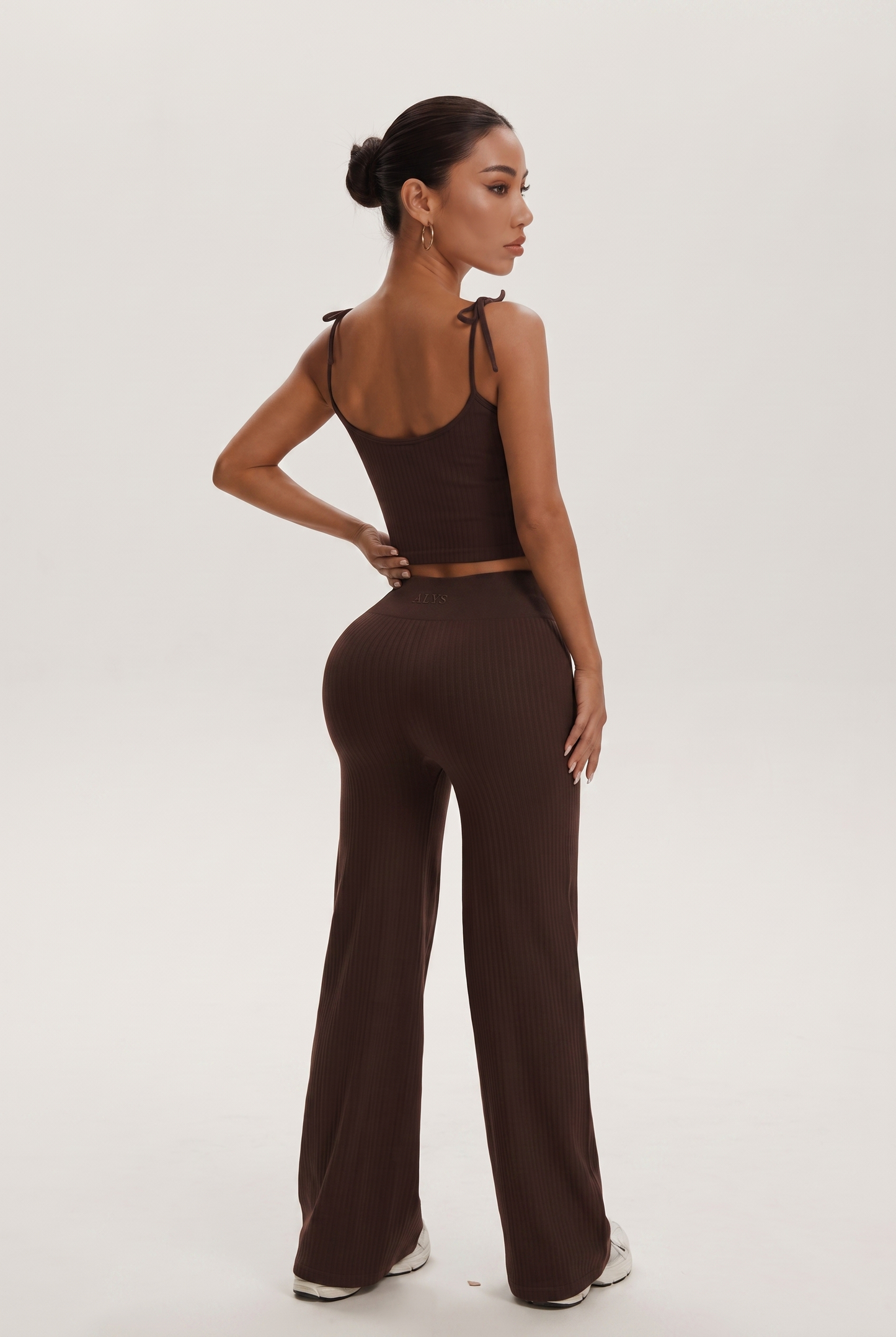 Conjunto Ribbed Pantalona Alcinha ALYS - Marrom costas