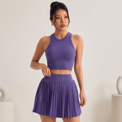 Conjunto Court Plissada ALYS — Roxo, frente