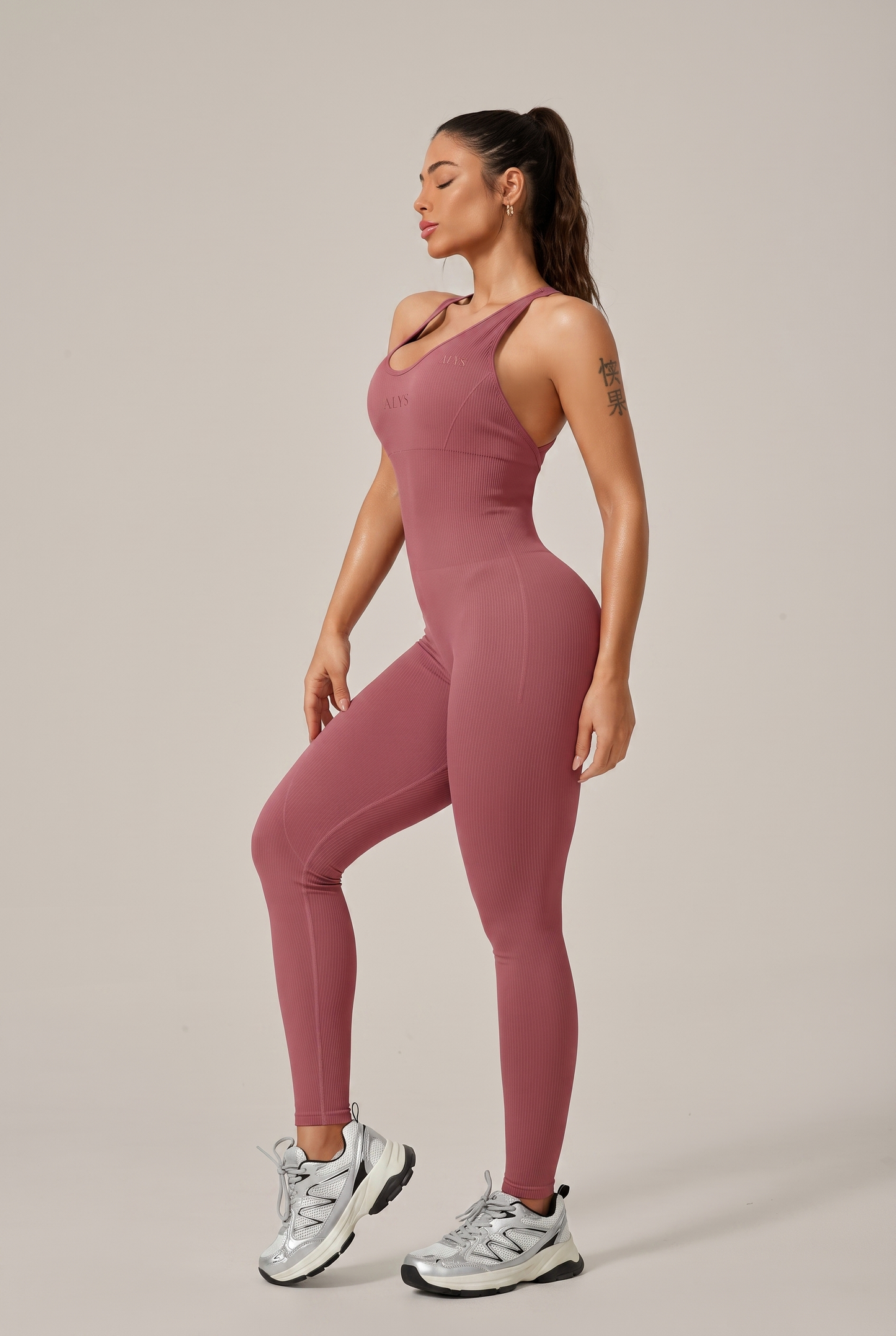 Macacao Ribbed ALYS vinho - frente