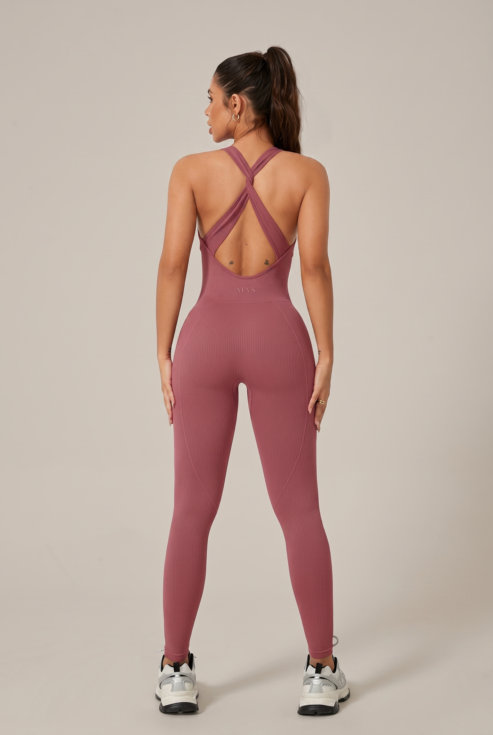 Macacao Ribbed ALYS vinho - costas