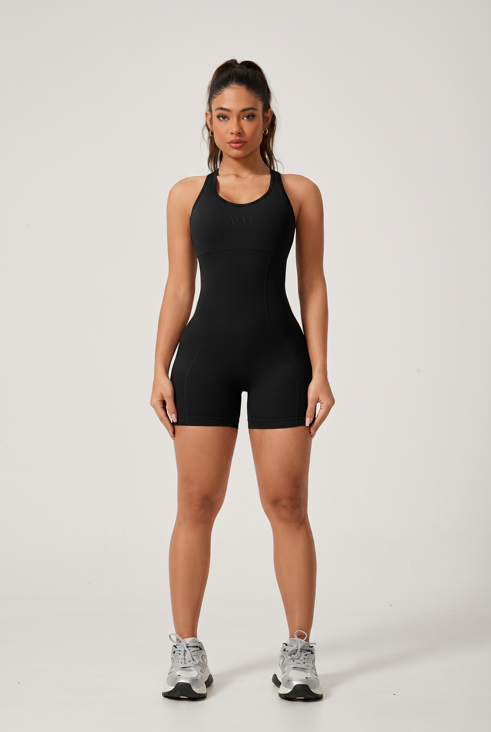 Macaquinho Ribbed ALYS - Preto, frente