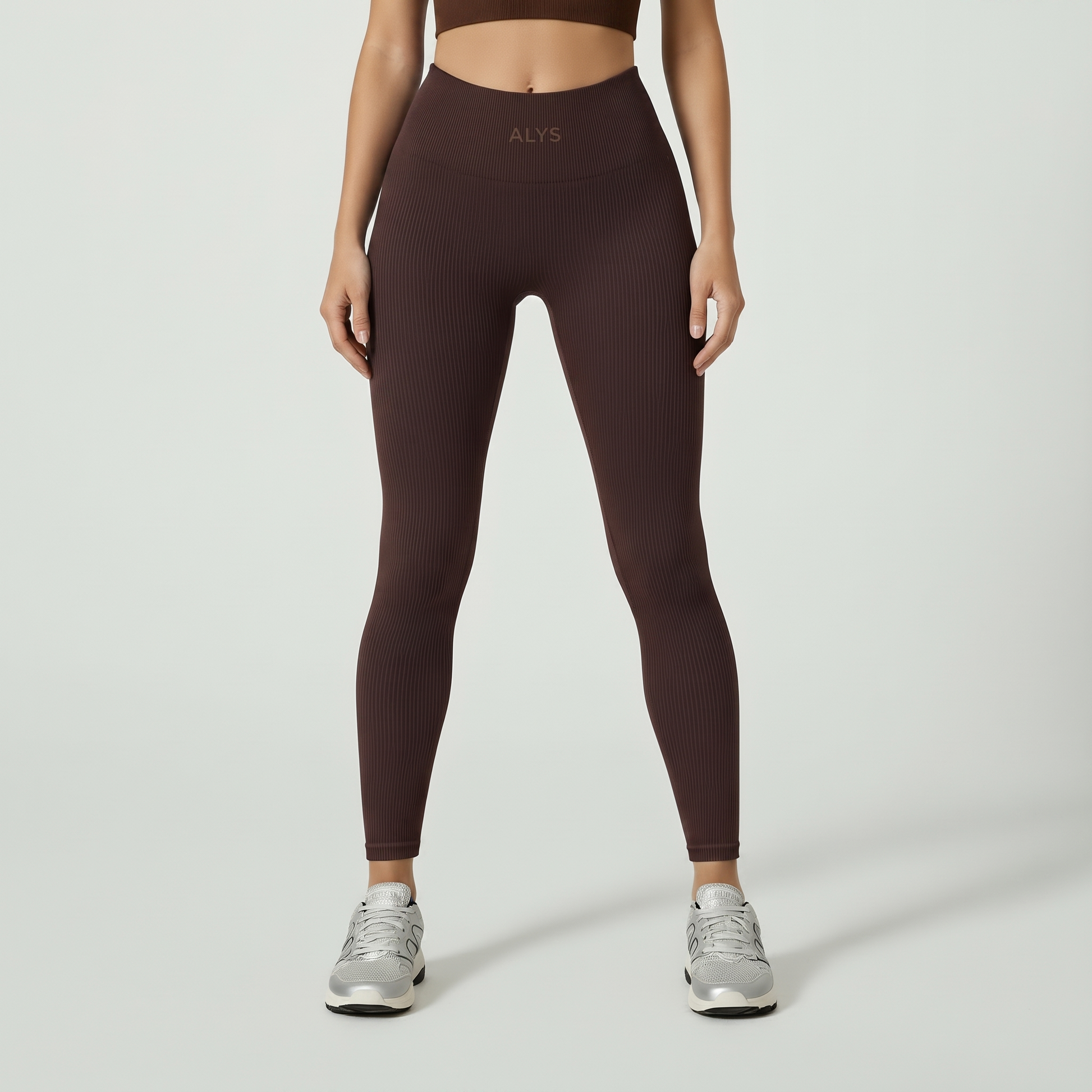 Legging Ribbed Cintura Alta ALYS - Marrom