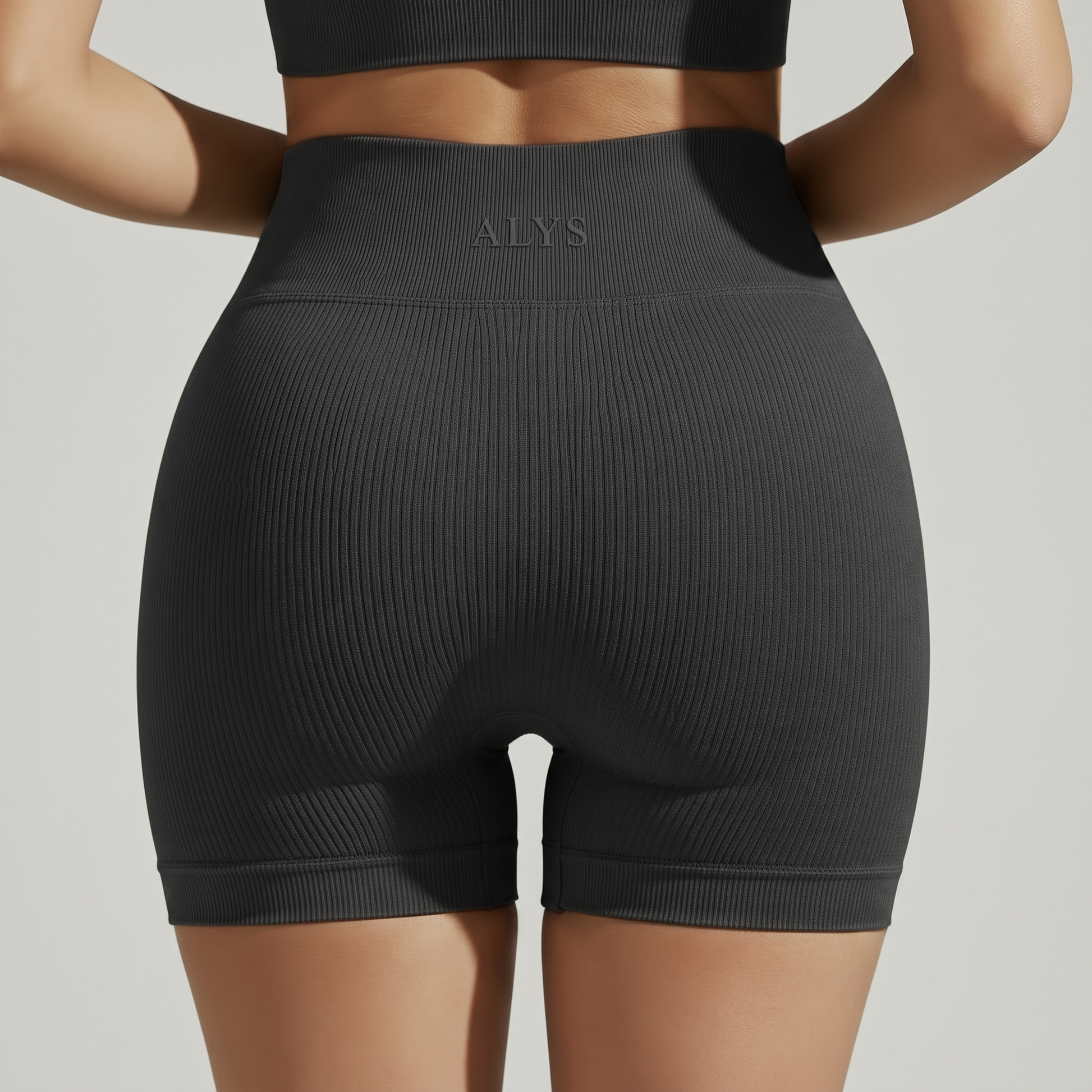Short Ribbed Cintura Alta ALYS - Cinza