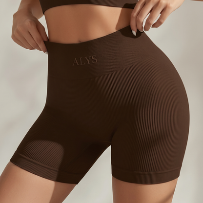 Short Ribbed Cintura Alta ALYS - Marrom