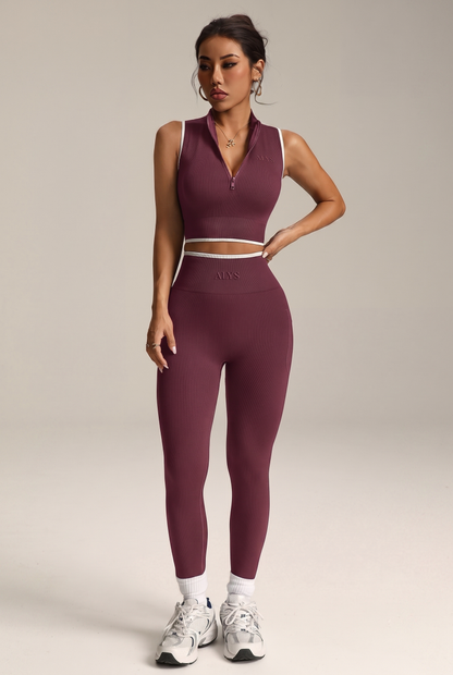 Conjunto Ribbed com Zíper ALYS - Vinho