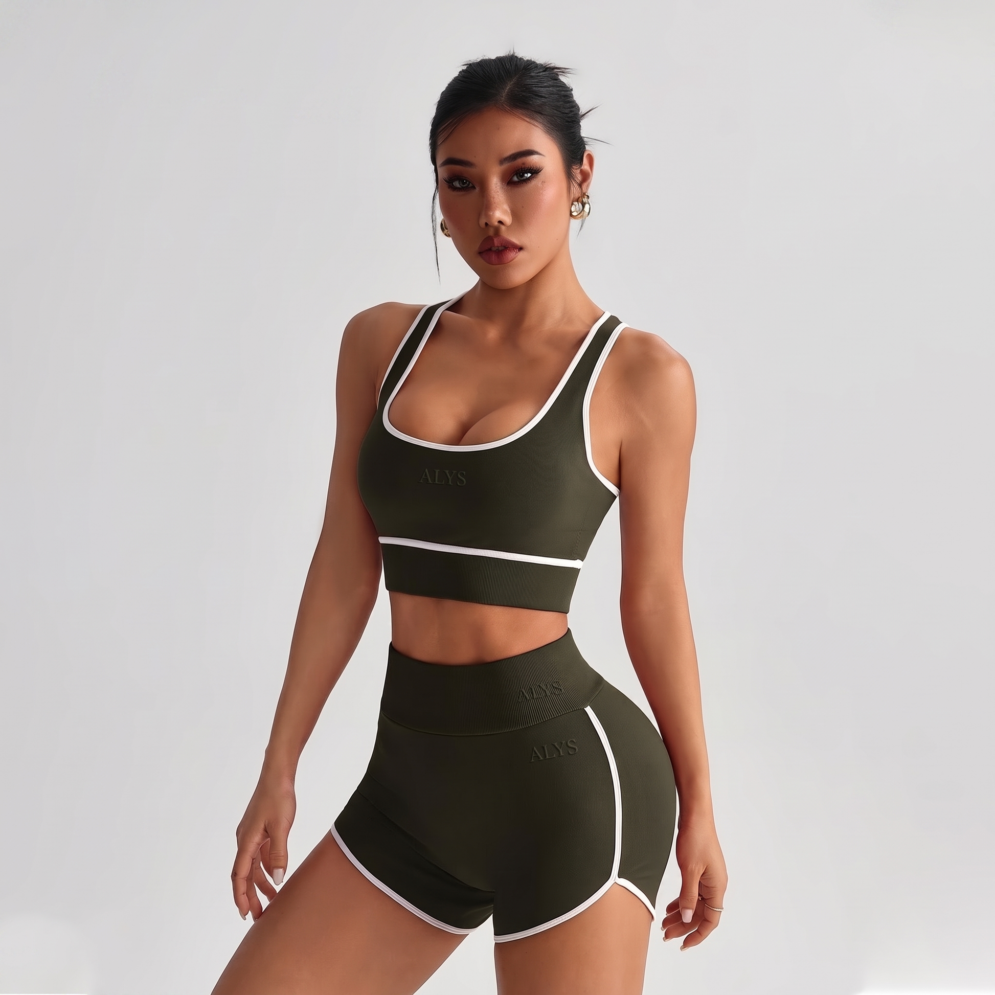 Conjunto Seamless Nadador Verde Militar - frente