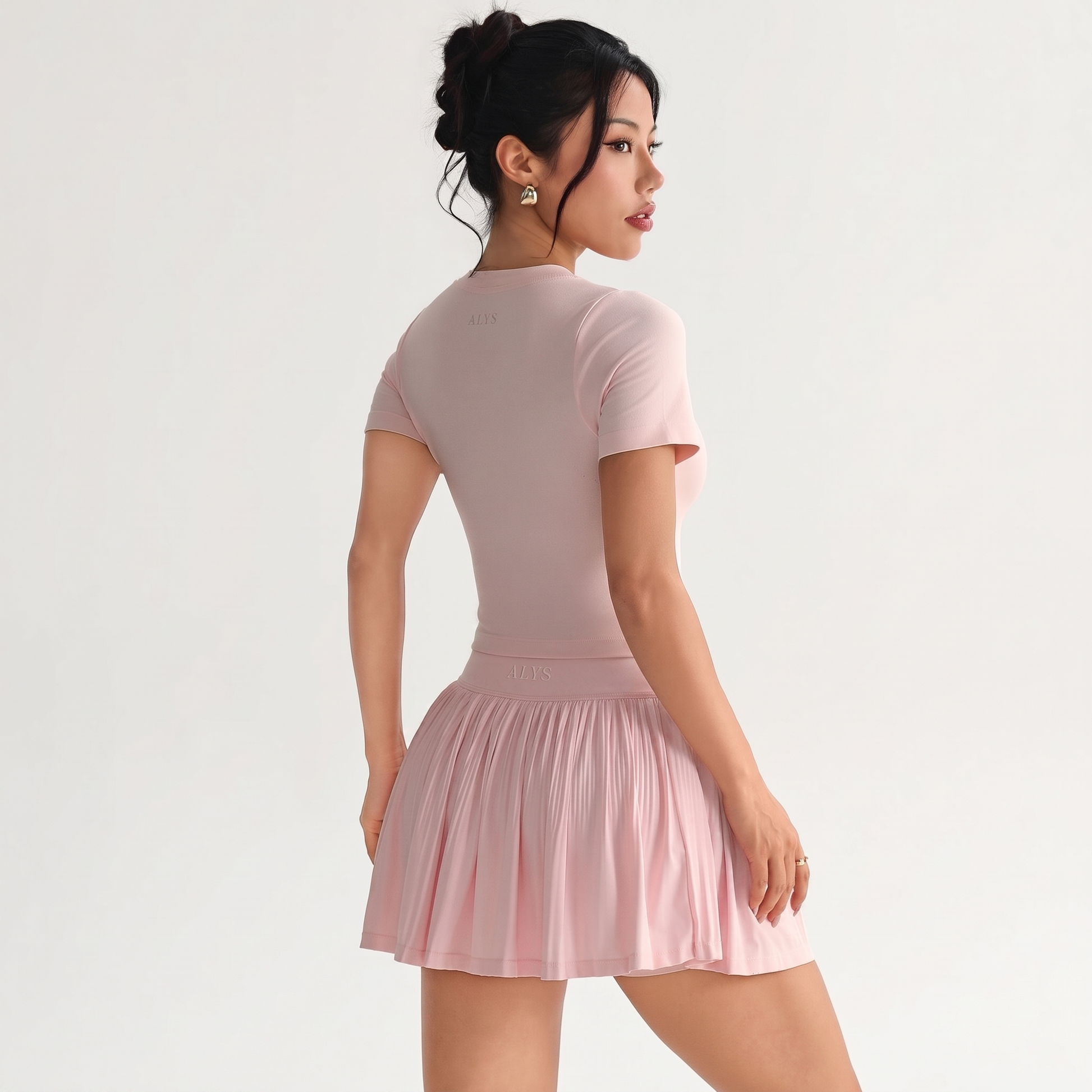 ALYS Conjunto Court short-saia e top Rosa Bebê - costas