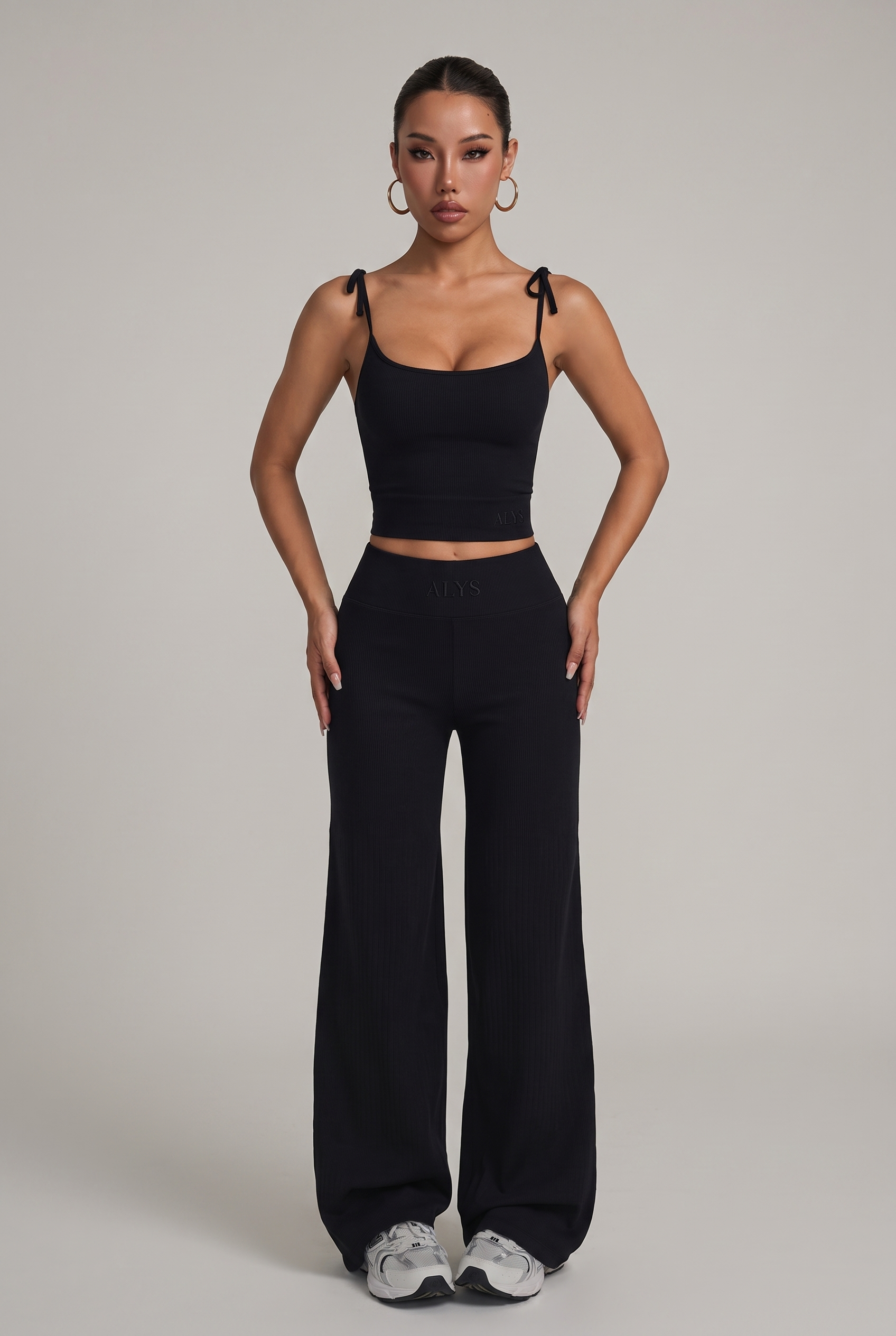 Conjunto Ribbed Pantalona Alcinha ALYS - Preto