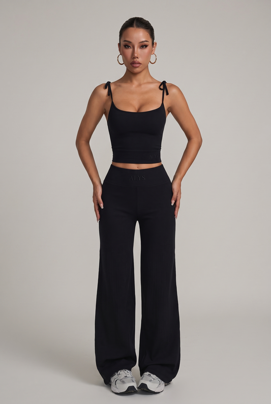 Conjunto Ribbed Pantalona Alcinha ALYS - Preto