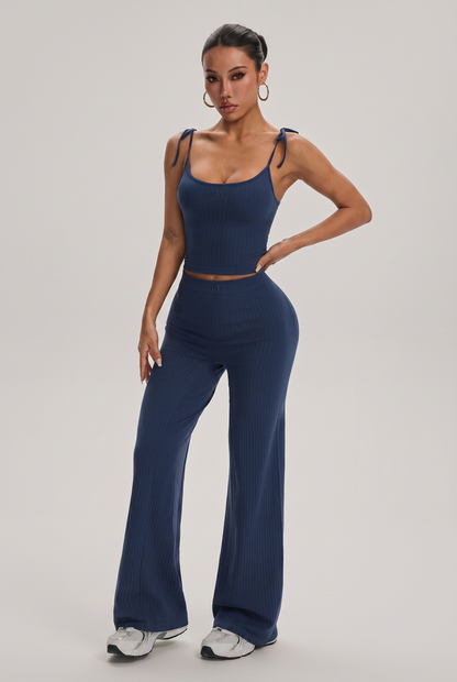 Conjunto Ribbed Pantalona Alcinha ALYS - Azul