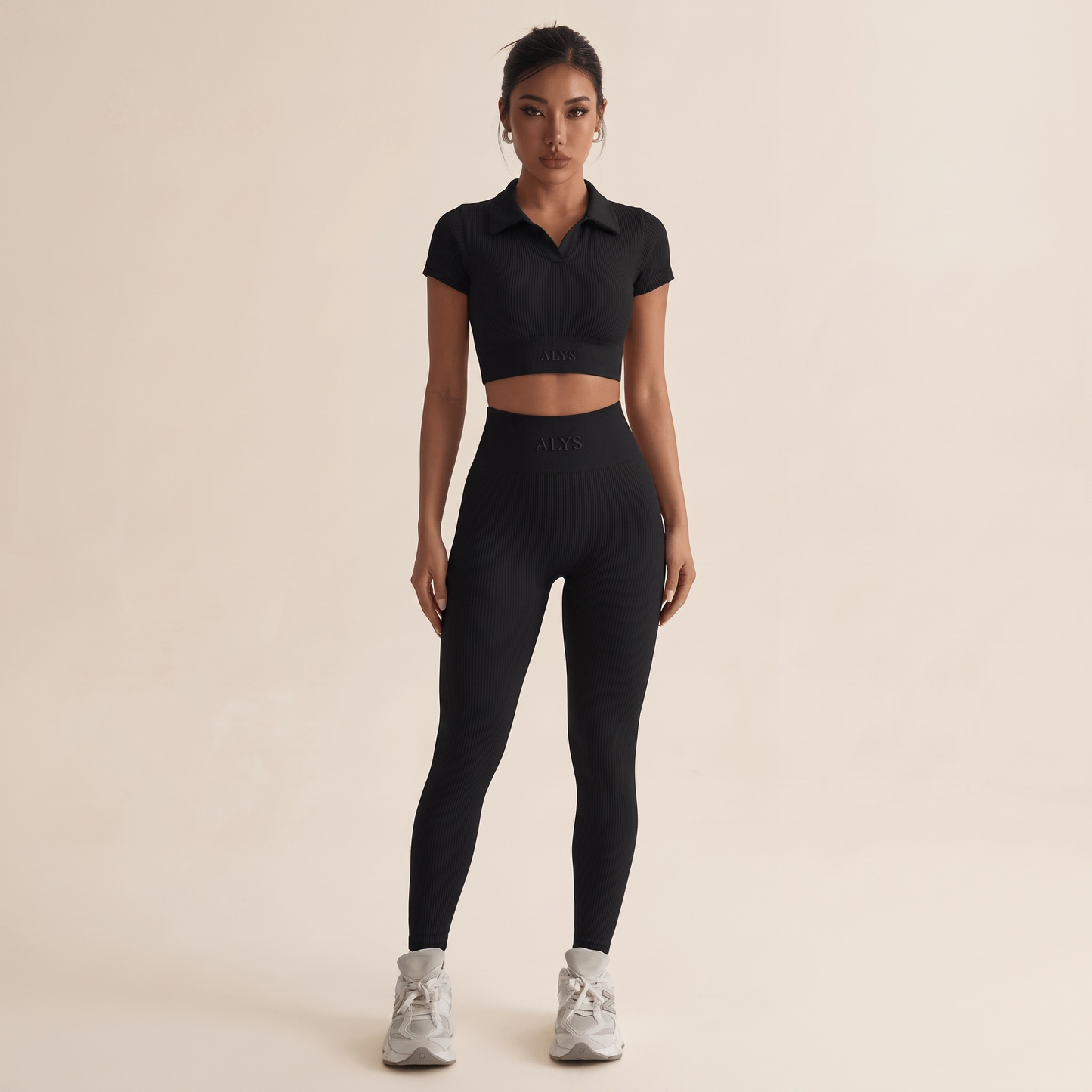 Conjunto Ribbed Polo ALYS - Preto frente