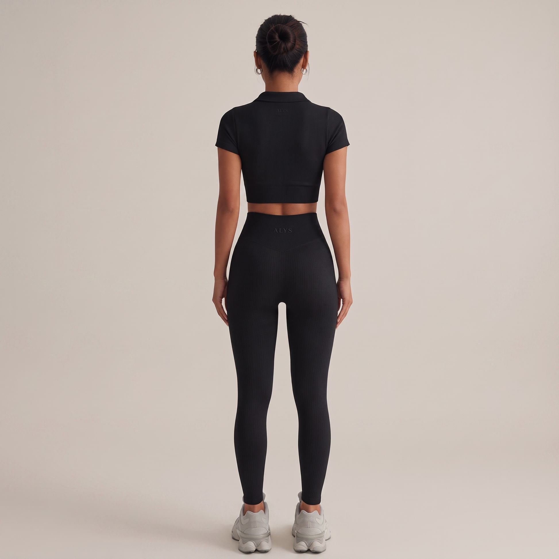 Conjunto Ribbed Polo ALYS - Preto costas