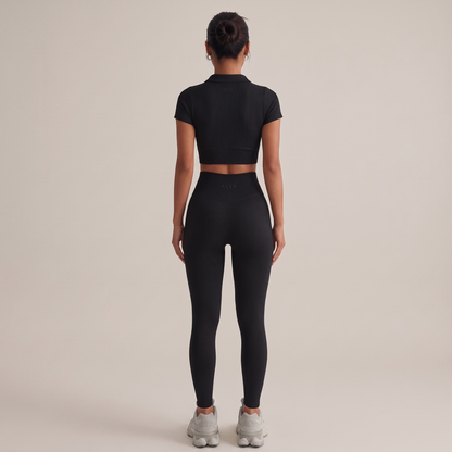 Conjunto Ribbed Polo ALYS - Preto costas