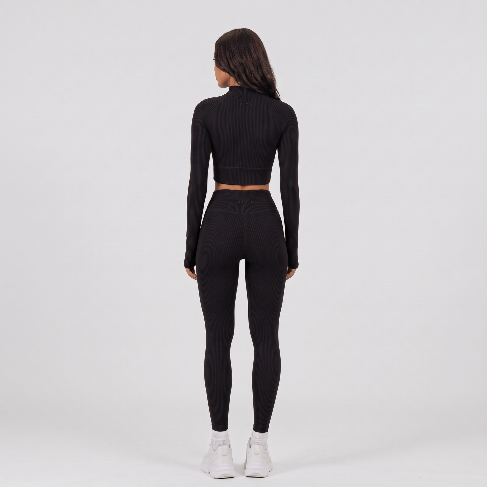 Conjunto Ribbed Manga Longa ALYS - Preto (costas)