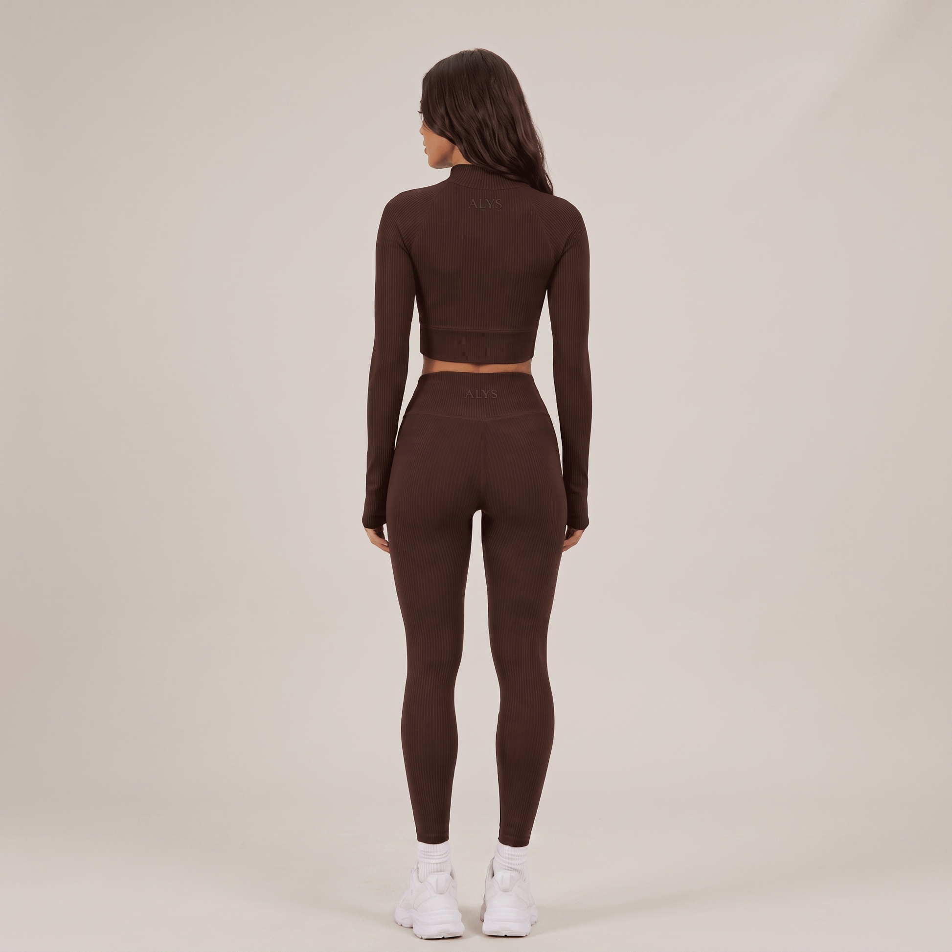 Conjunto Ribbed Manga Longa ALYS - Marrom (costas)