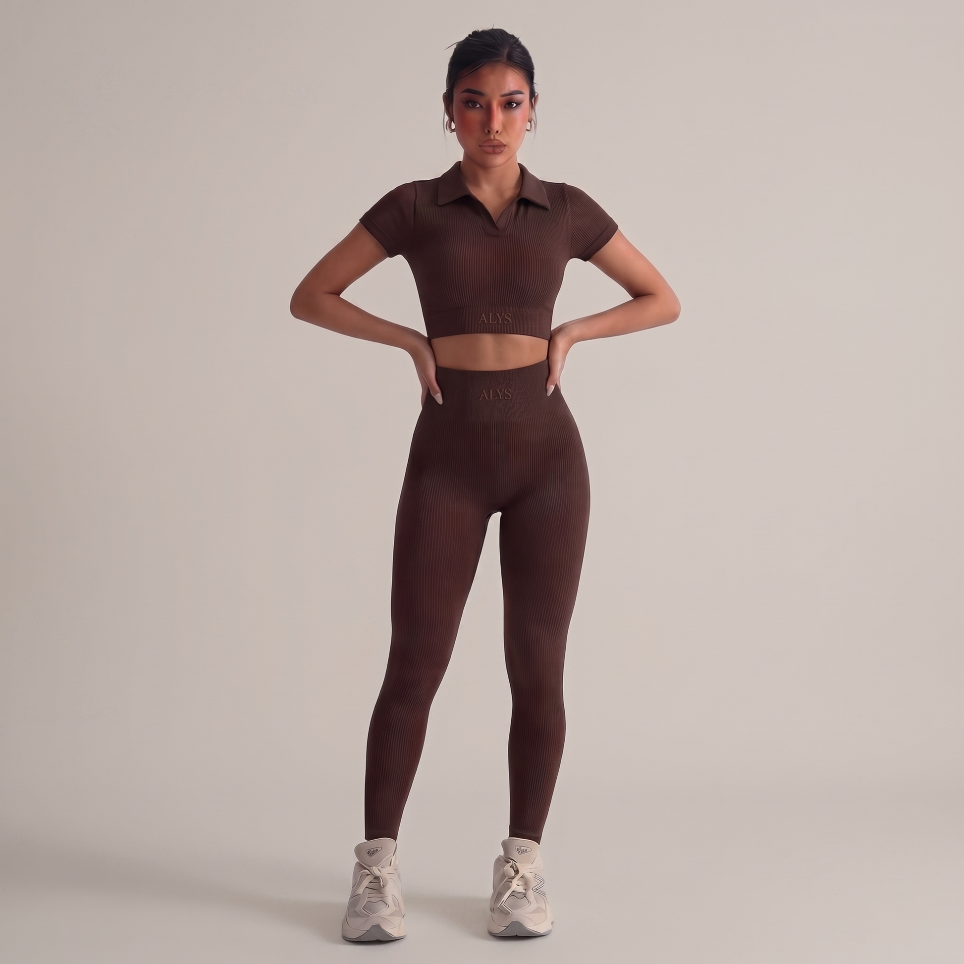 Conjunto Ribbed Polo ALYS - Marrom