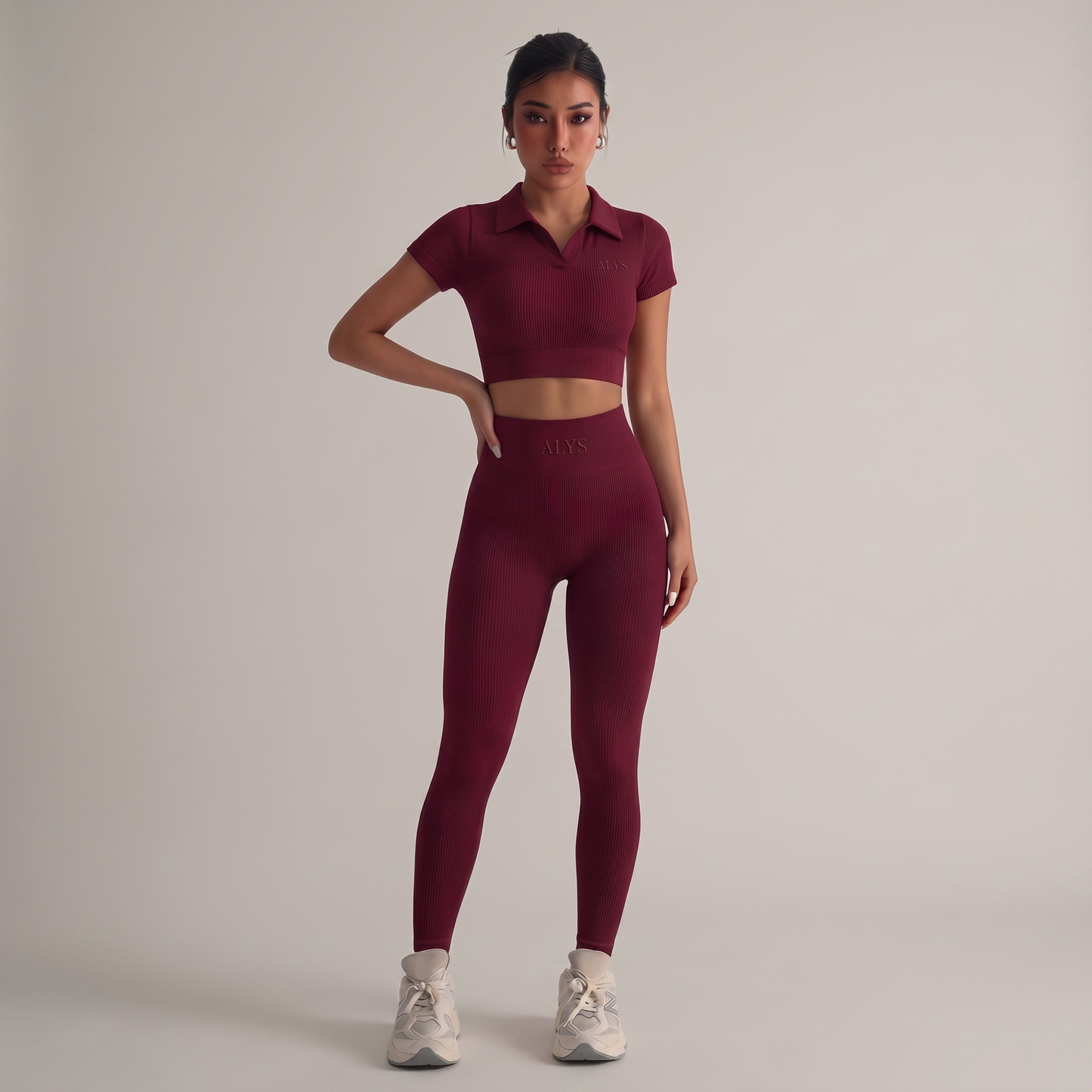 Conjunto Ribbed Polo ALYS - Vinho