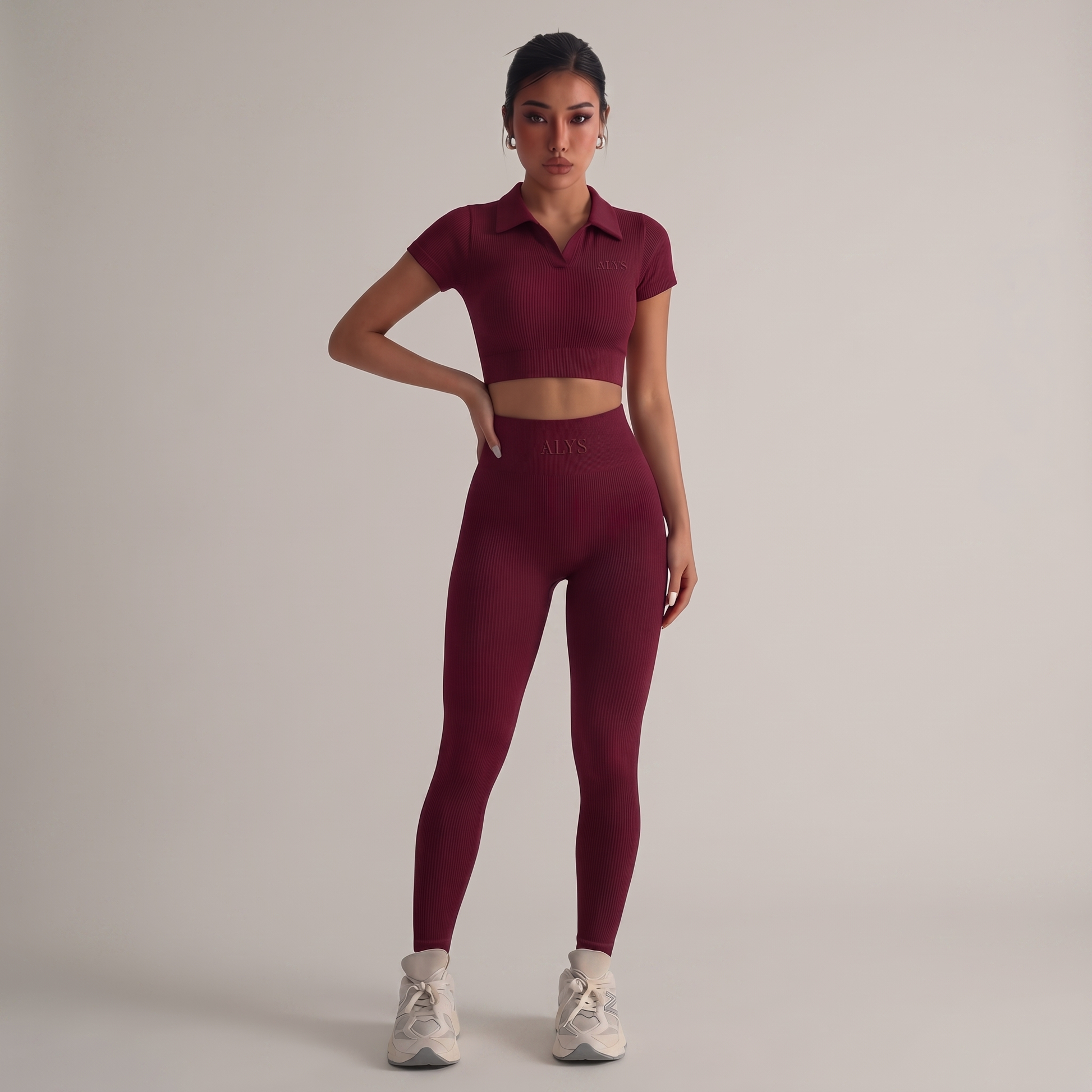 Conjunto Ribbed Polo ALYS - Vinho