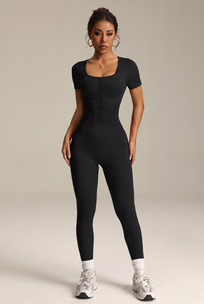 Macacão Ribbed ALYS Preto - frente