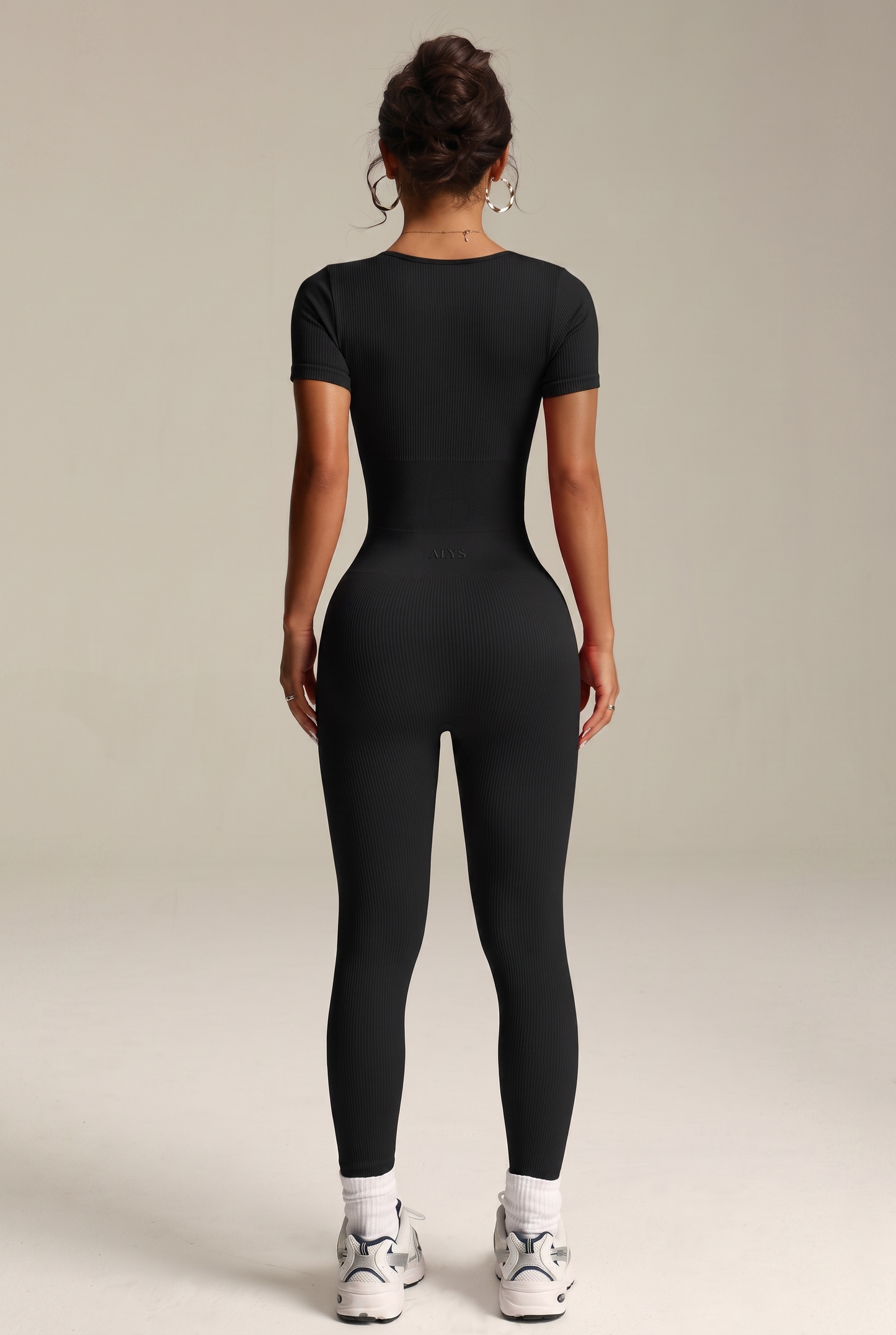Macacão Ribbed ALYS Preto - costas
