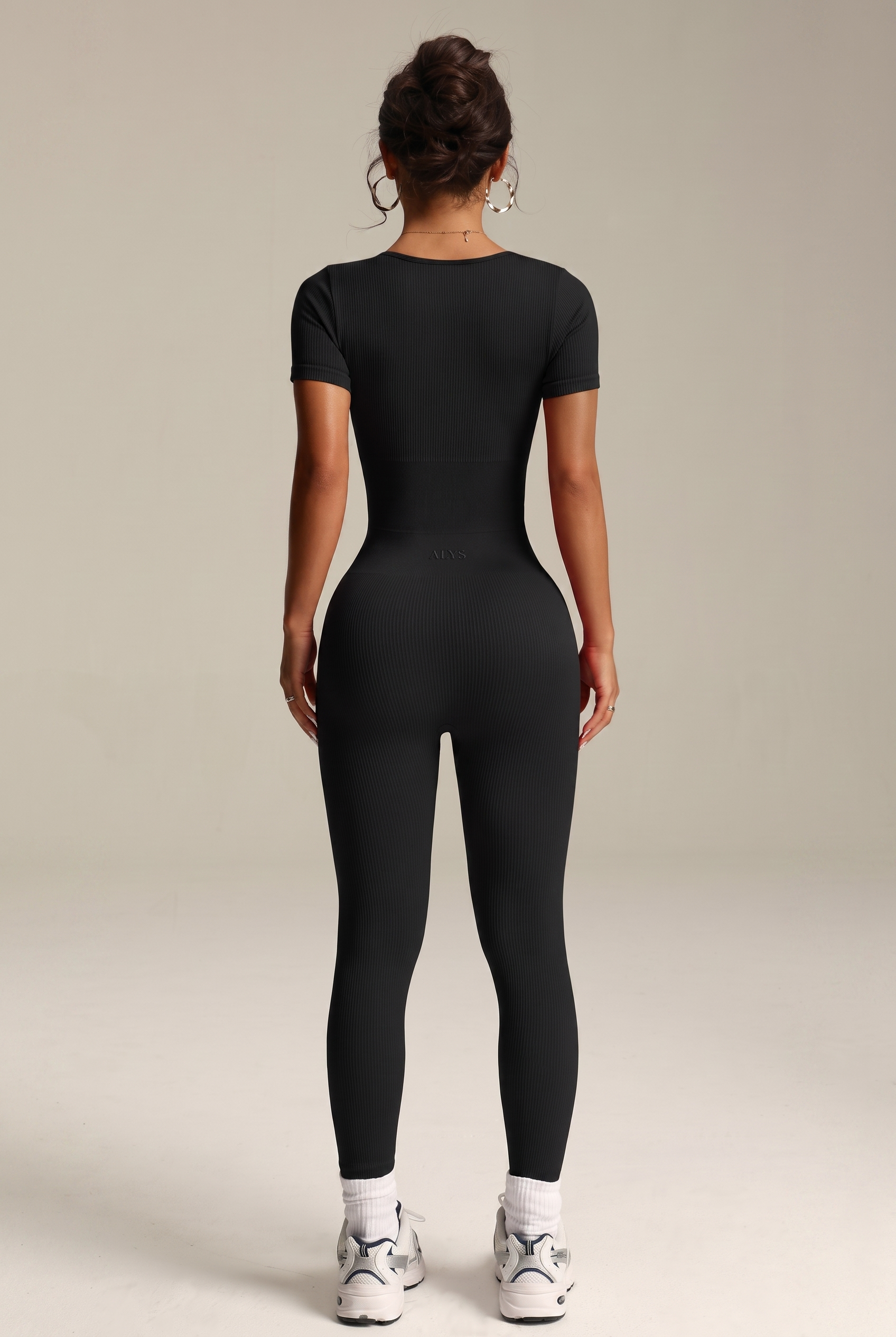 Macacão Ribbed ALYS Preto - costas