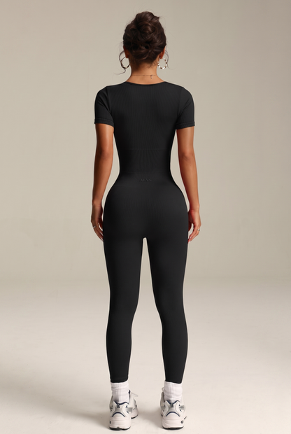 Macacão Ribbed ALYS Preto - costas