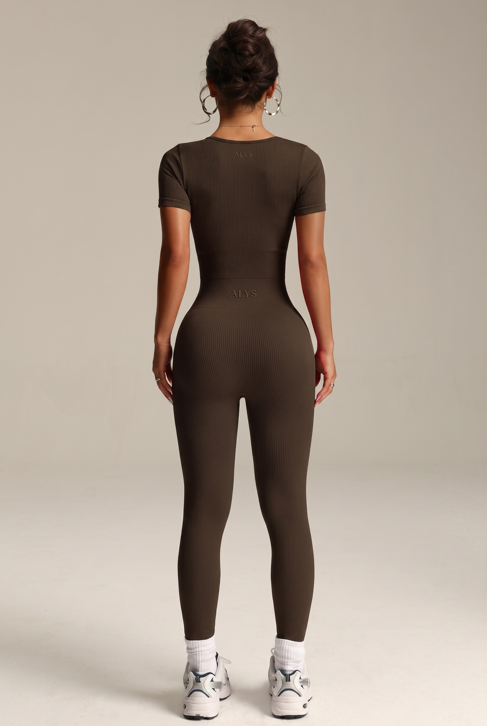 Macacão Ribbed ALYS Marrom - costas