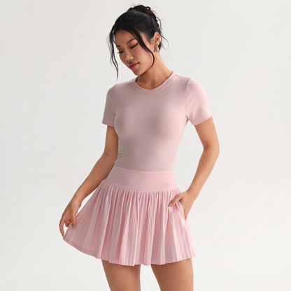 ALYS Conjunto Court short-saia e top Rosa Bebê - frente