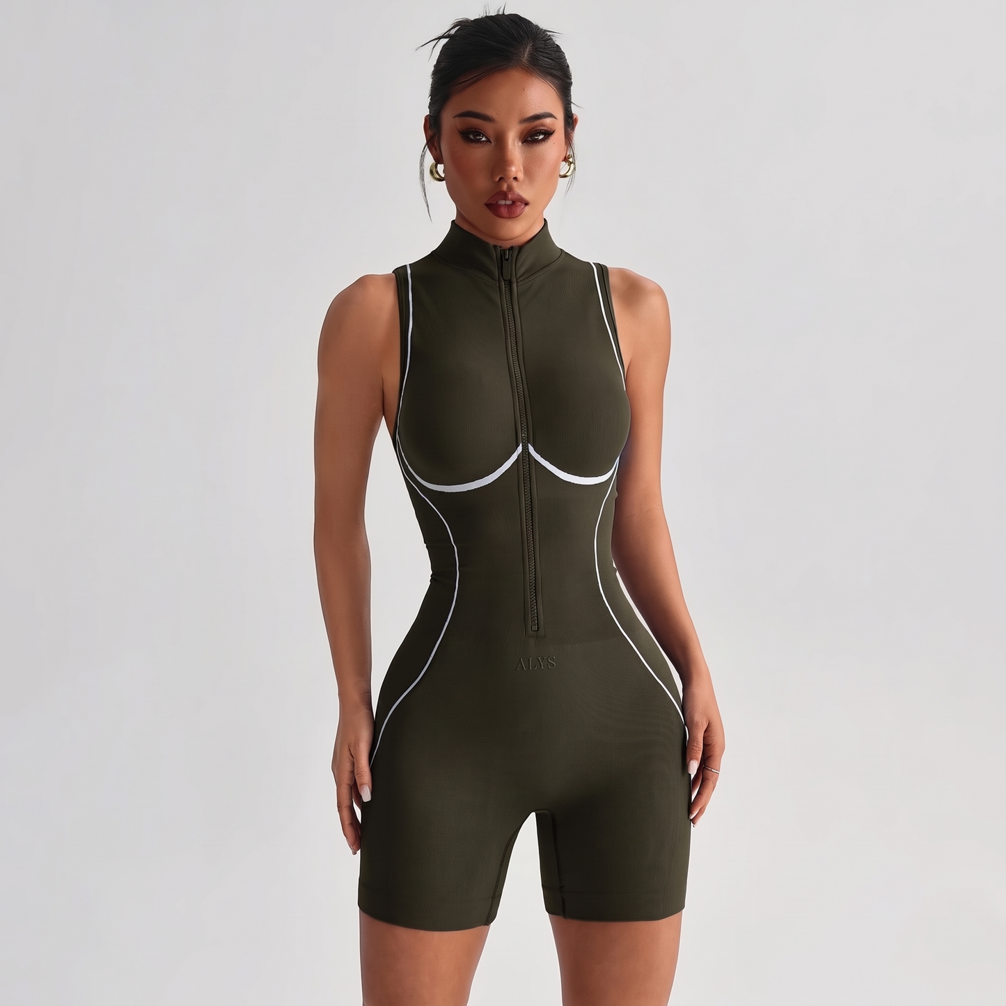Macaquinho Seamless Gola Alta ALYS - Verde Militar