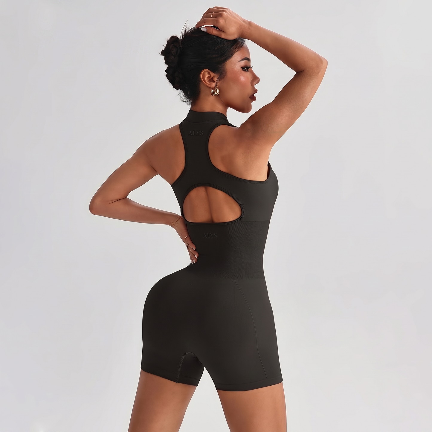 Macaquinho Seamless Gola Alta ALYS - Preto, costas