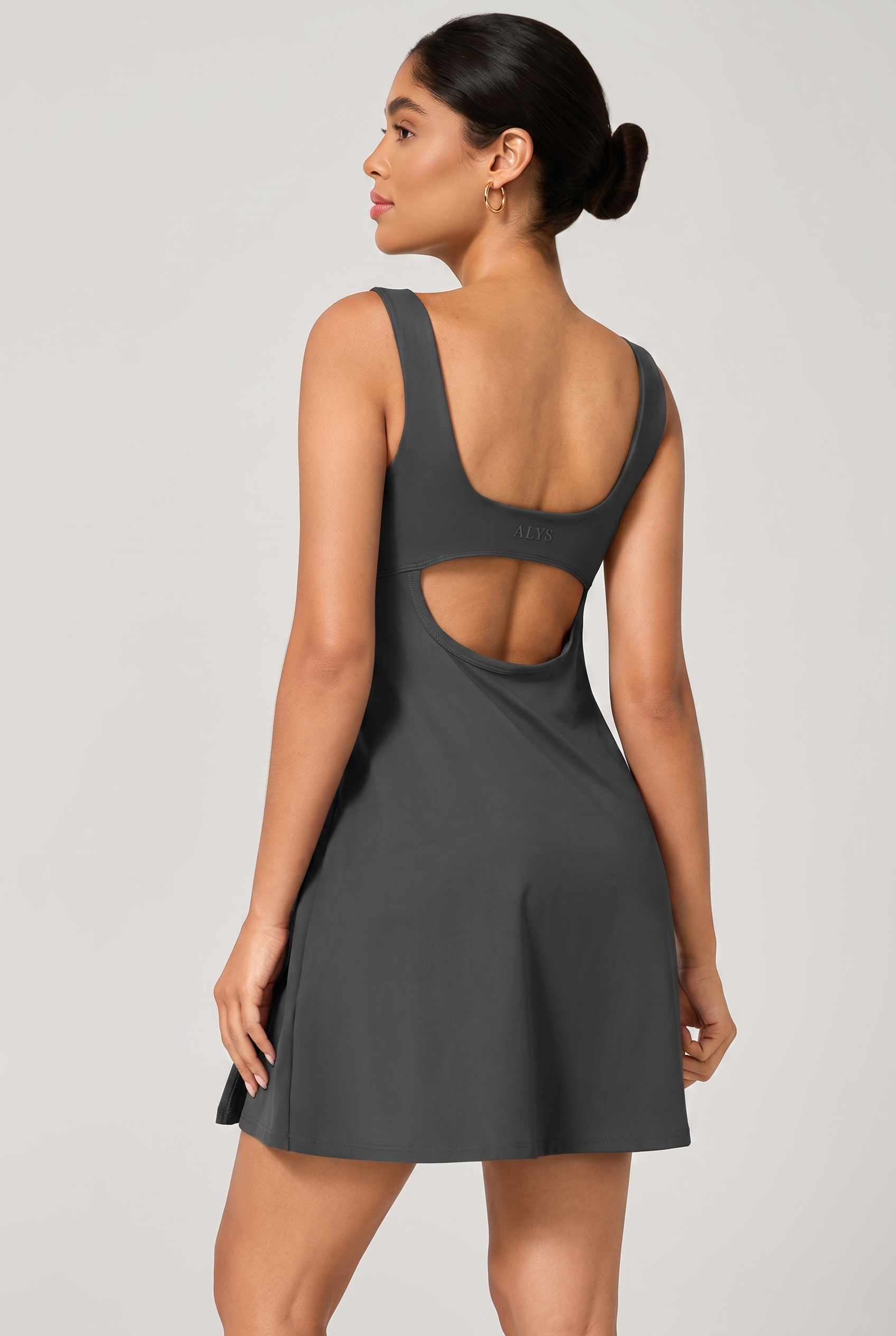 Vestido Signature ALYS na cor Cinza - costas