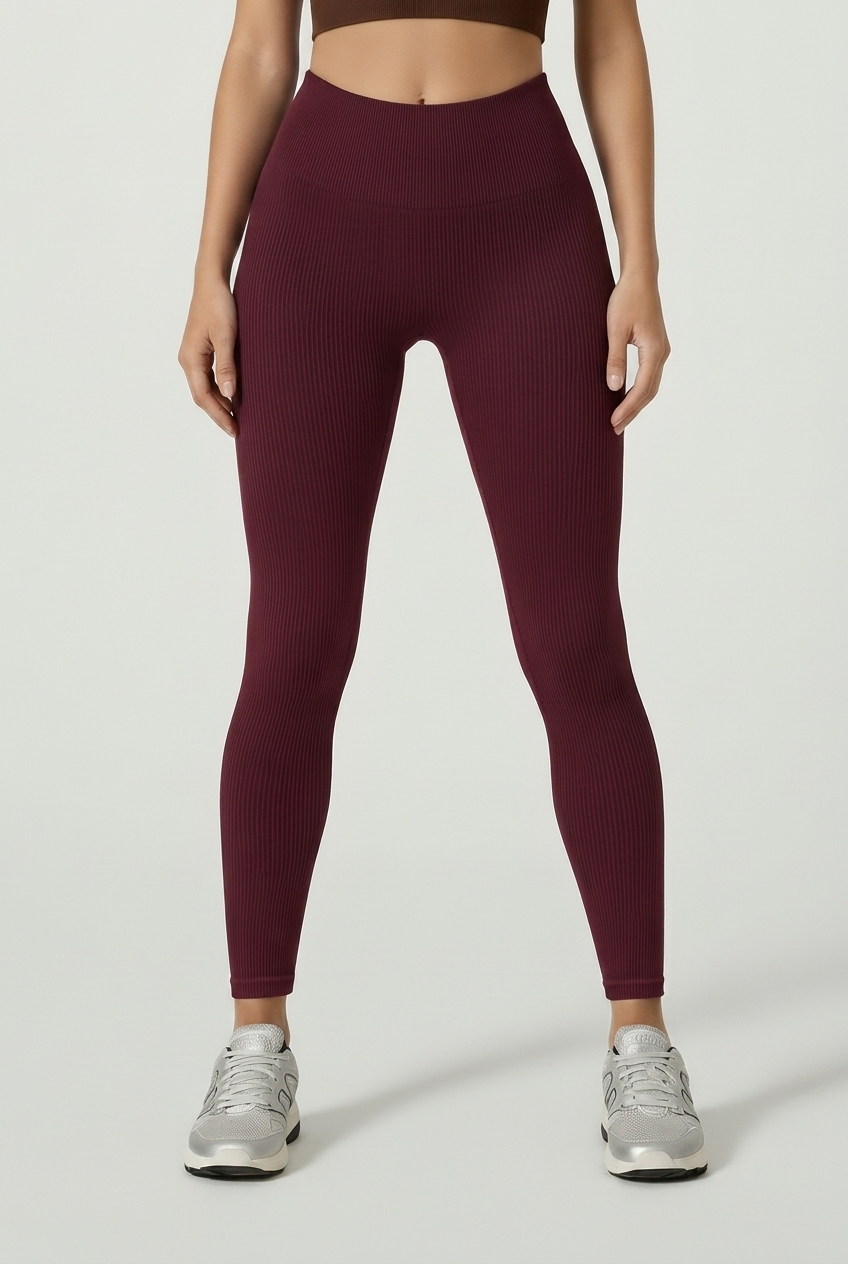 Legging Ribbed Cintura Alta ALYS - Vinho